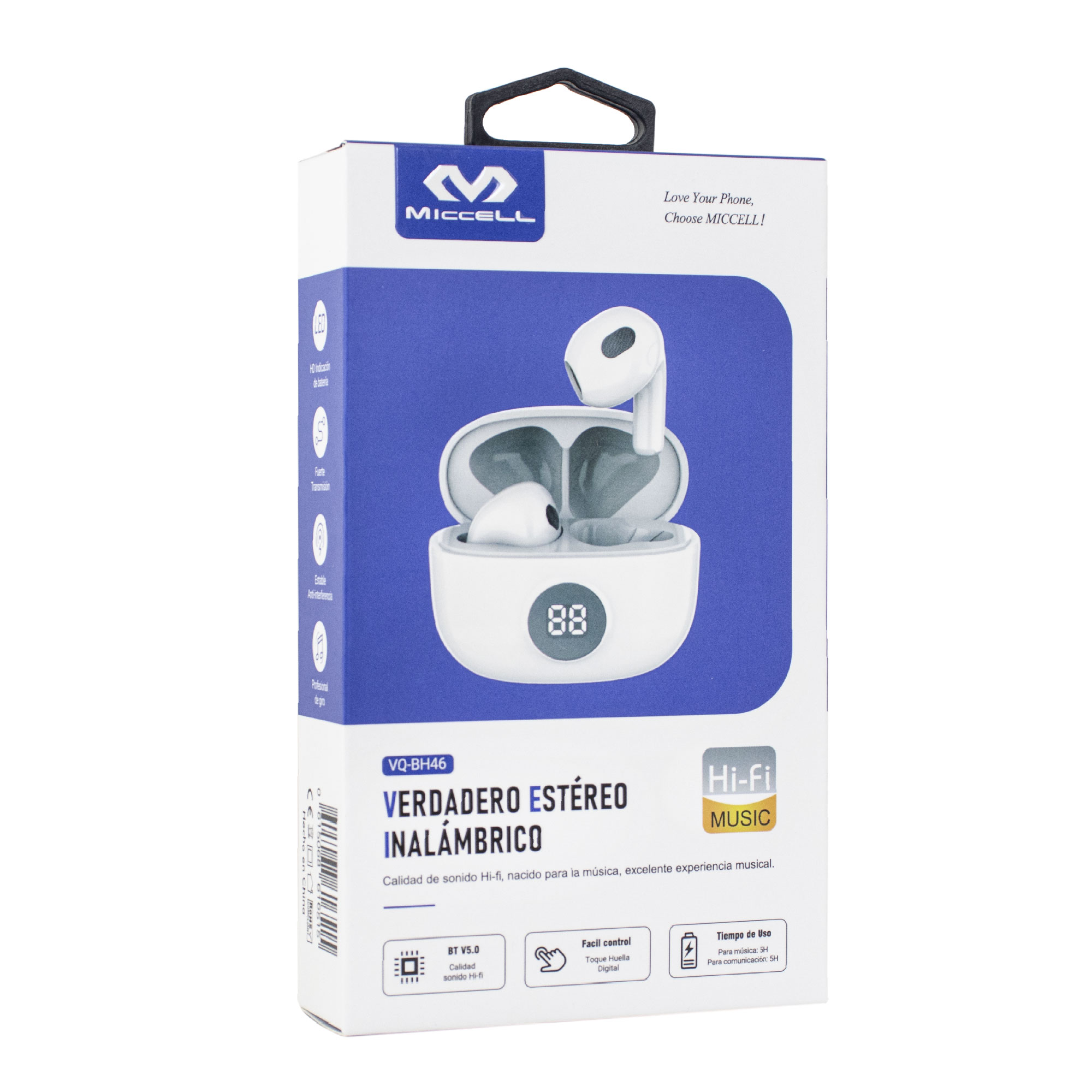 Auricular BT TWS Miccell BH46 Blanco - Miniatura 3