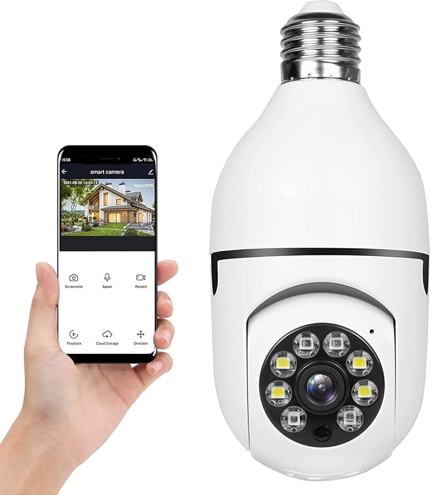 Cámara Lampara WiFi de Seguridad Vision Nocturna Deteccion de Movimiento Audio Bidireccional