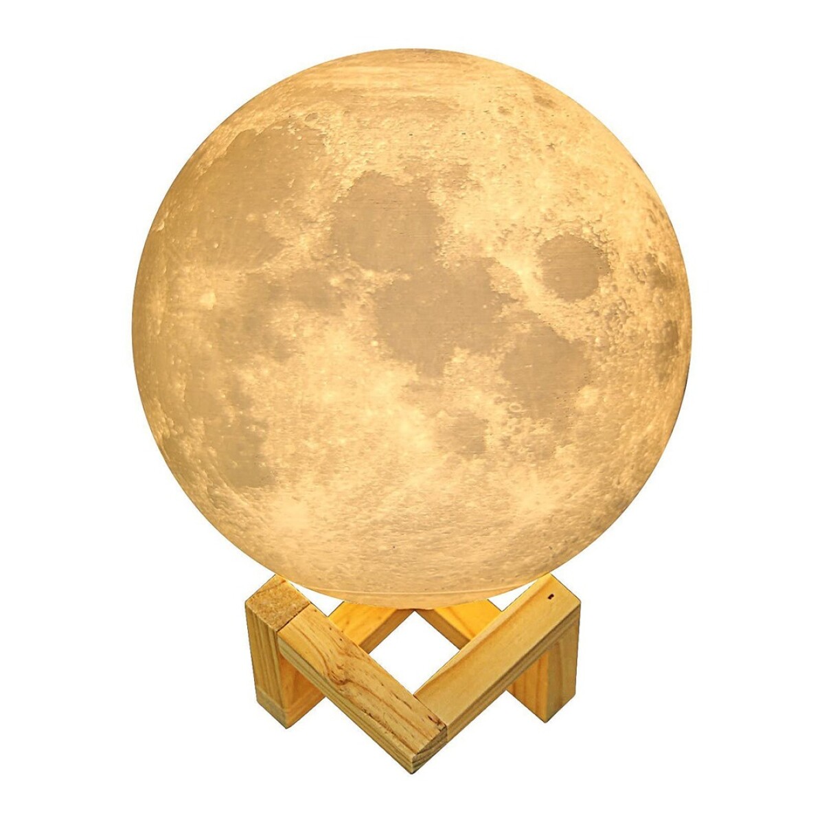 Lampara Veladora Luna Base Madera