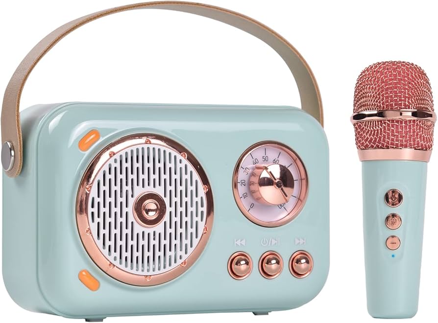 Parlante con Micrófono Bluetooth Retro