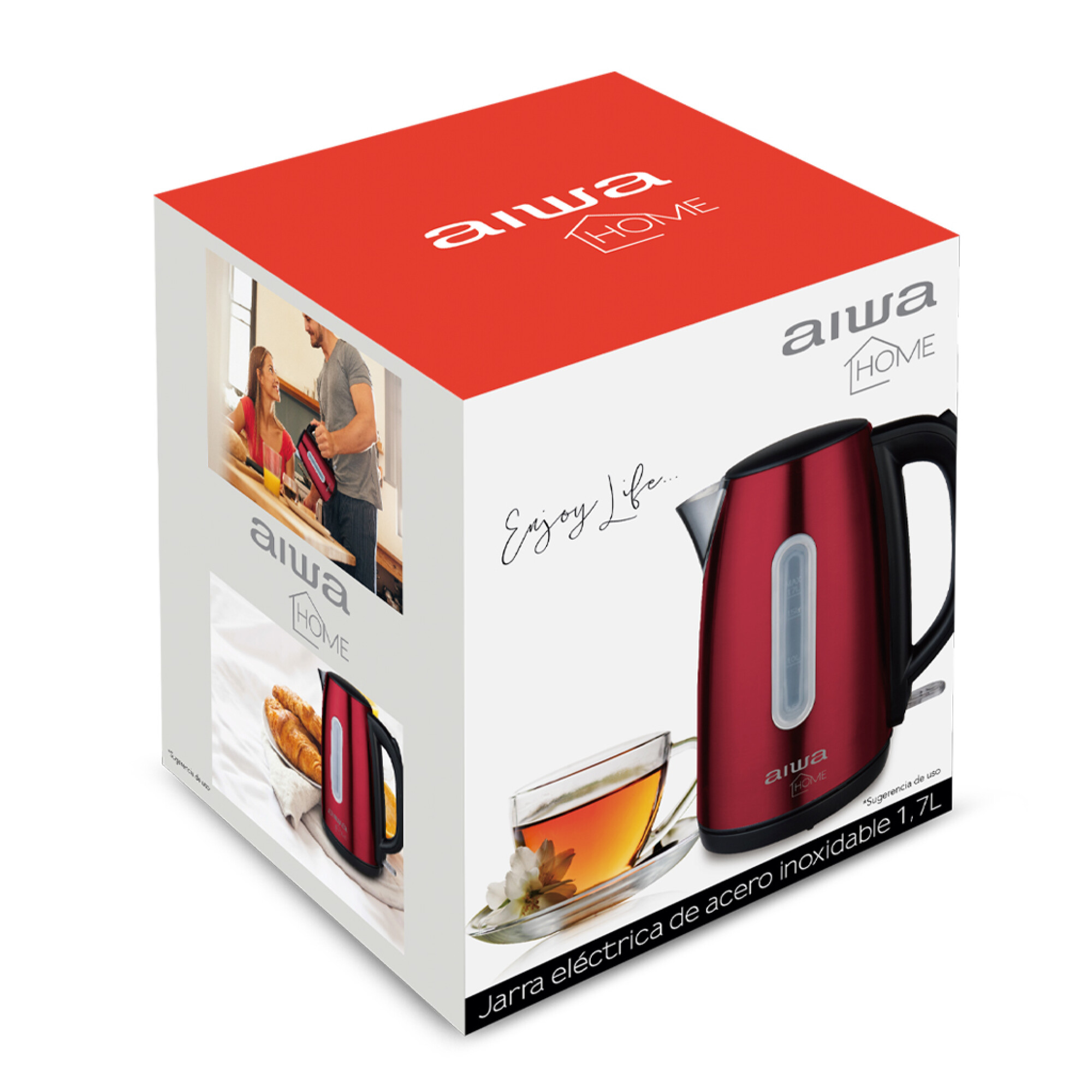 Jarra Eléctrica Aiwa de Acero Inox en Rojo - Miniatura 2