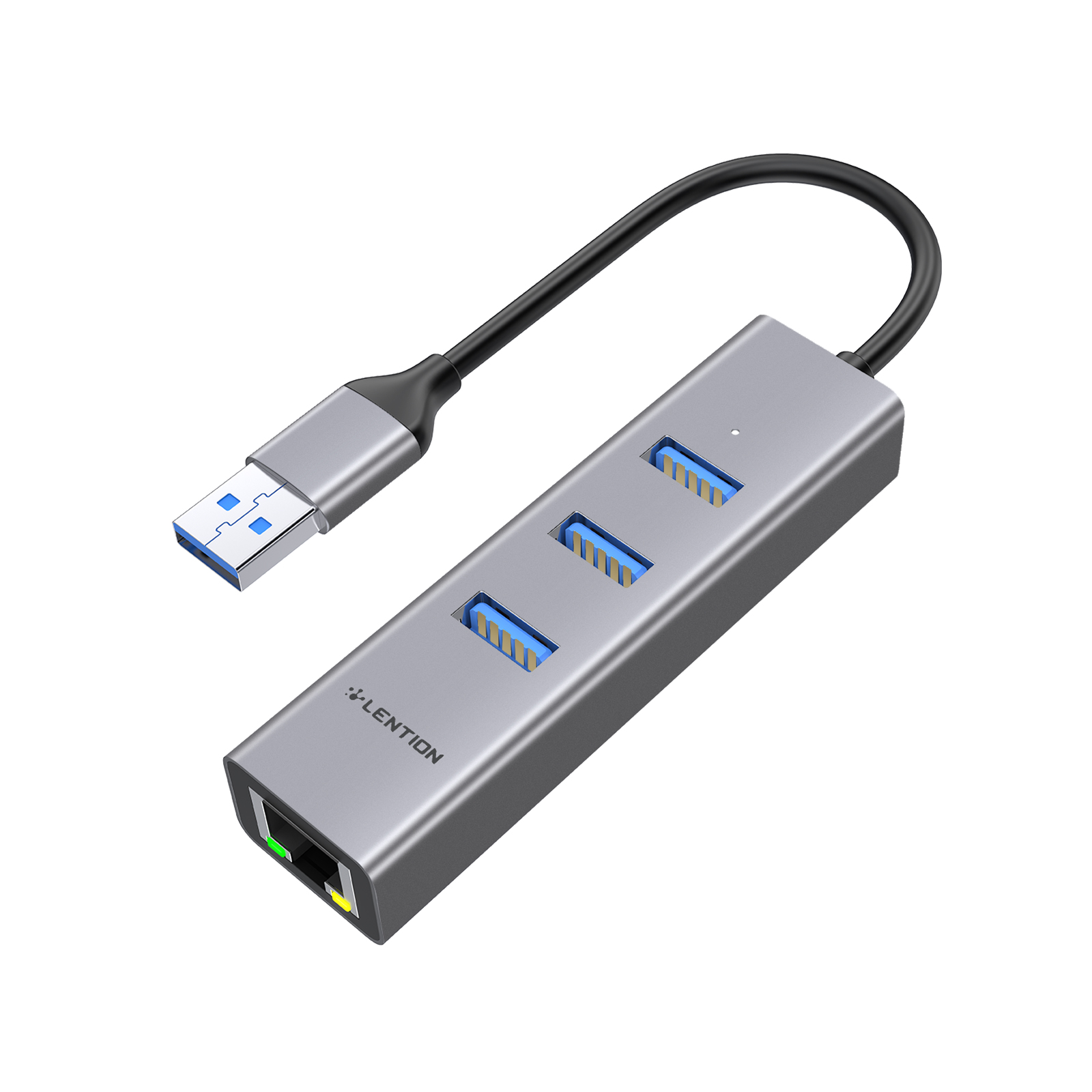 Hub USB a Ethernet+ 3 USB 3,0 Gray