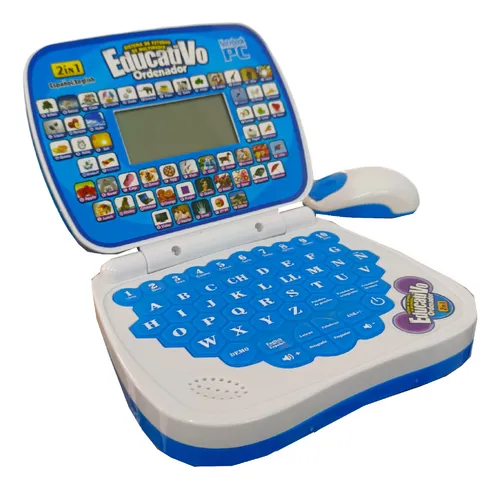 Juguete Mini Laptop Educativa Español Ingles con Display Azul