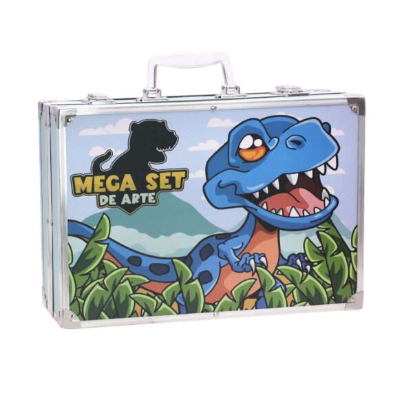 Juguete SET Valija Metalica Arte 145 Piezas Dinosaurio Azul