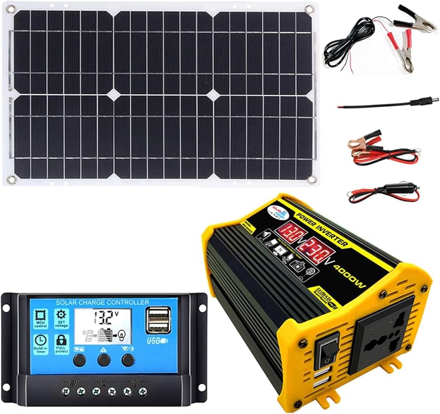 Kit de Panel Solar de 20W de Silicio Monocristalino con Cargador de Batería de 12V e Inversor de 200W para Salida de 110V / 220V