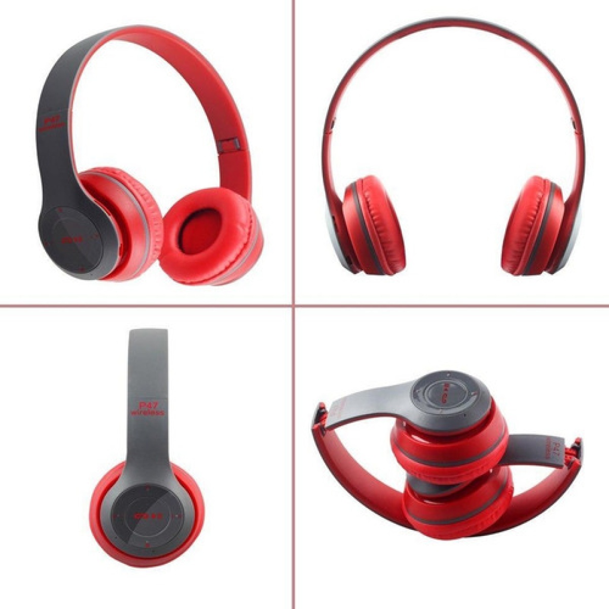 Vincha Auricular Inalámbrico P47 BT / SD / FM Blanco Rojo o Azul - Miniatura 2